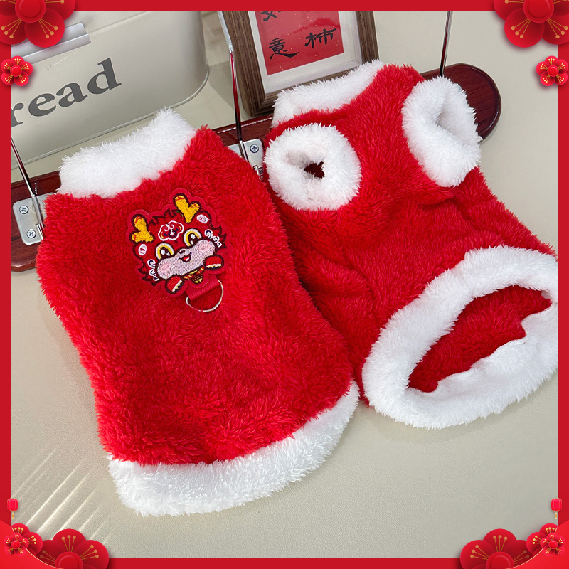 宠物狗狗新年衣服泰迪比熊博美弹力宠物过年手工舒适牵引厚款系列