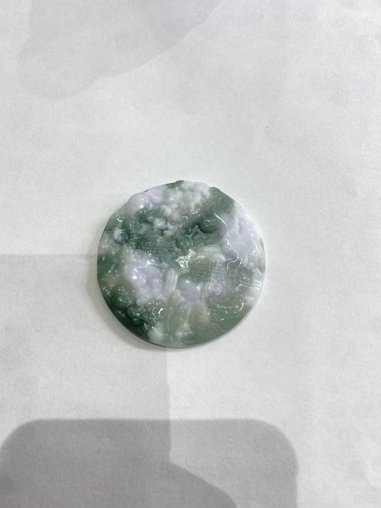 天然缅甸翡翠A货山水吊坠YJ@@QDMYT00123