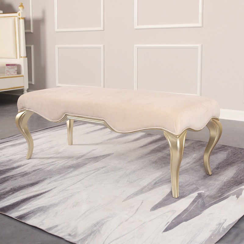 美式轻奢床尾凳简约现代全实木靠边凳香槟金小户型高端定制床前凳