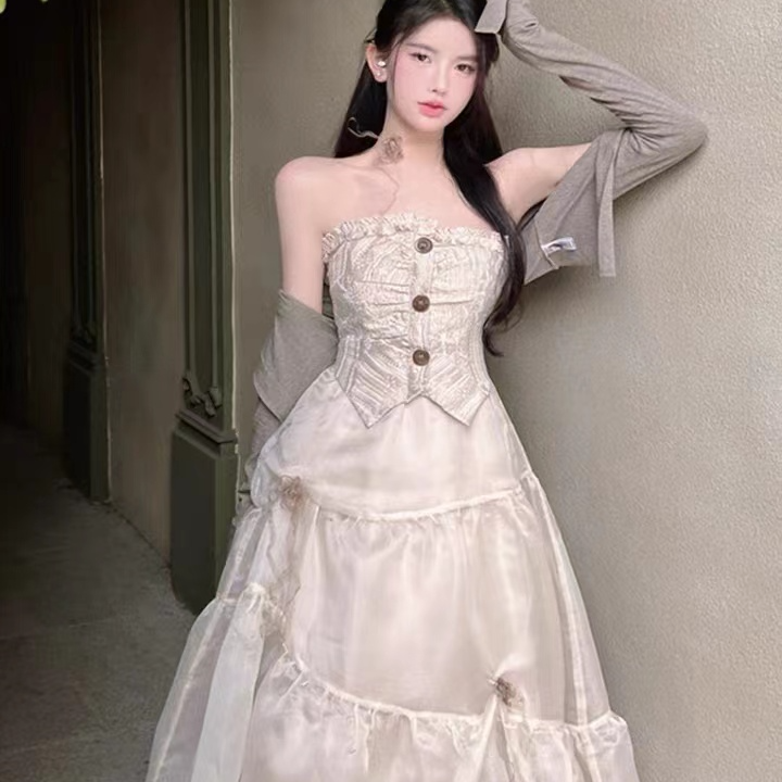 辣妹连衣裙女装连衣裙裙子蕾丝礼服气质白色吊带裙（下单备注编码）