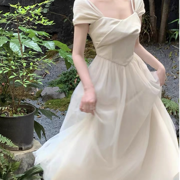 连衣裙裙子显瘦气质白色长裙夏季法式（下单备注编码）