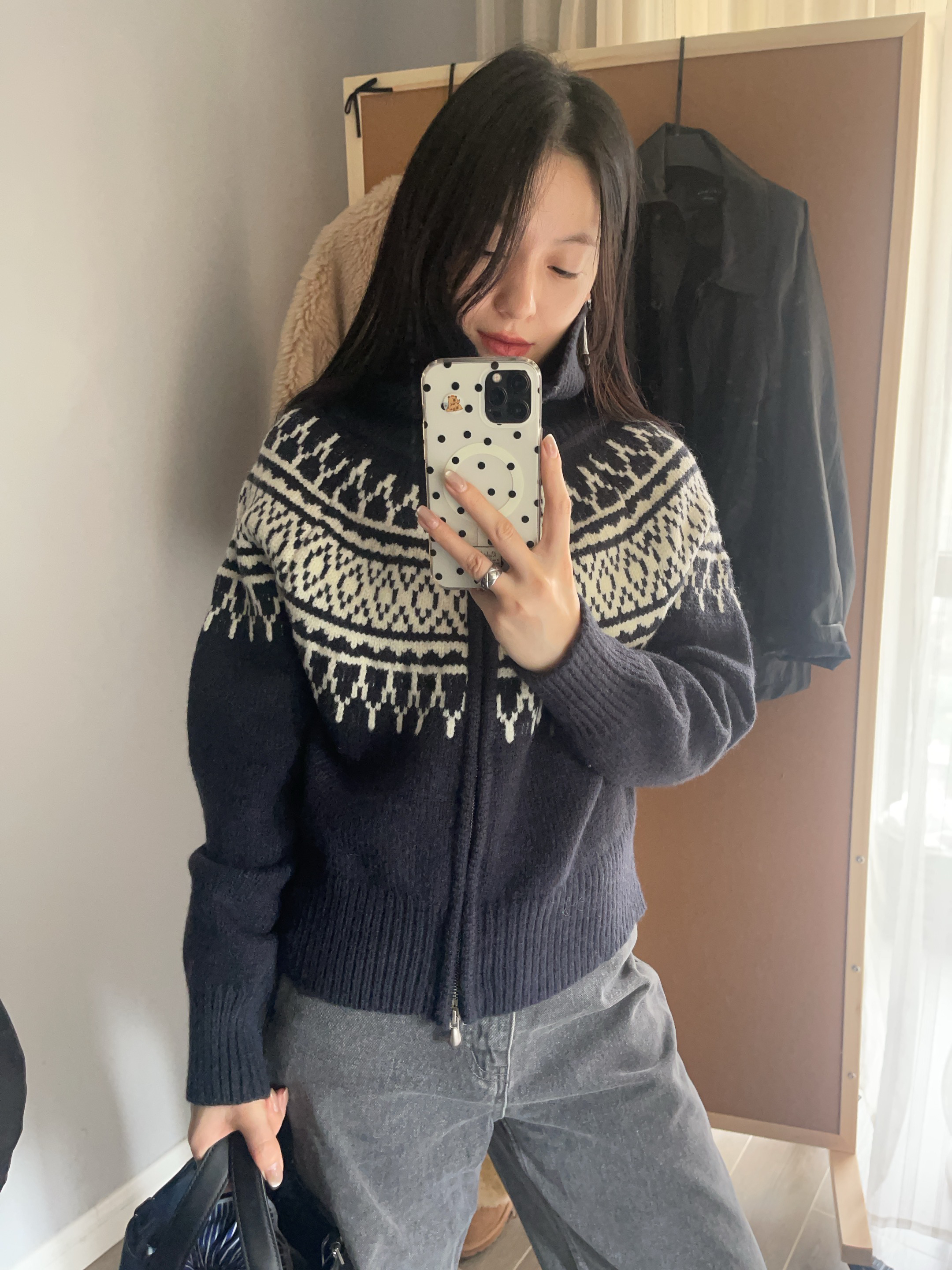 EMBRACE费尔岛拉链毛衣