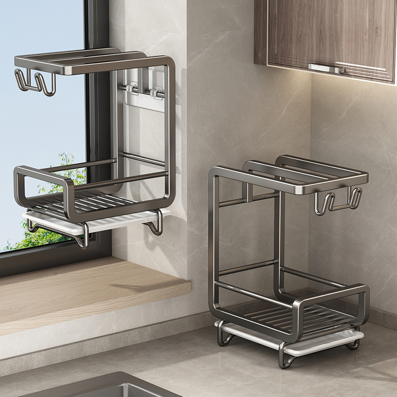 抹布架免打孔厨房置物架壁挂式水槽洗碗布沥水架海绵钢丝球收纳架