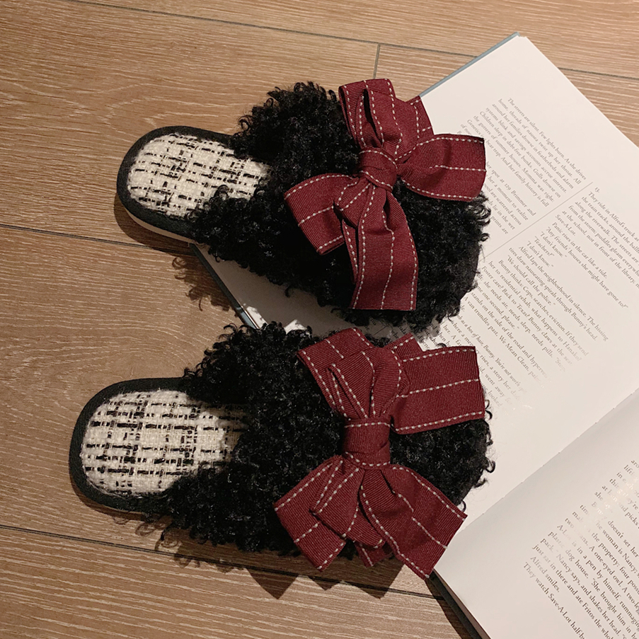 秋冬季ins可爱少女心棉拖鞋女室内仙女风时尚居家用防滑毛毛拖鞋