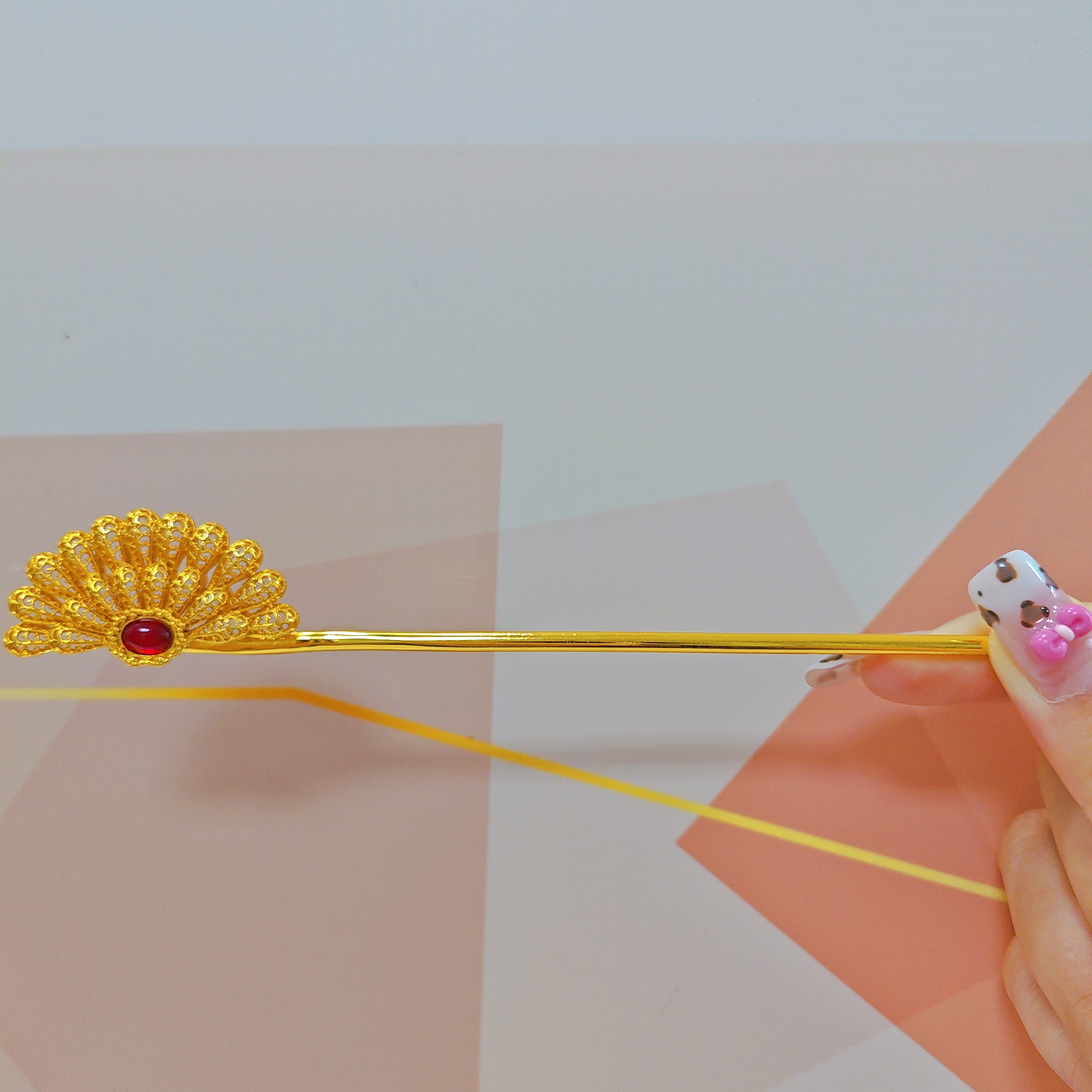 精工宫廷金凤羽簪发钗