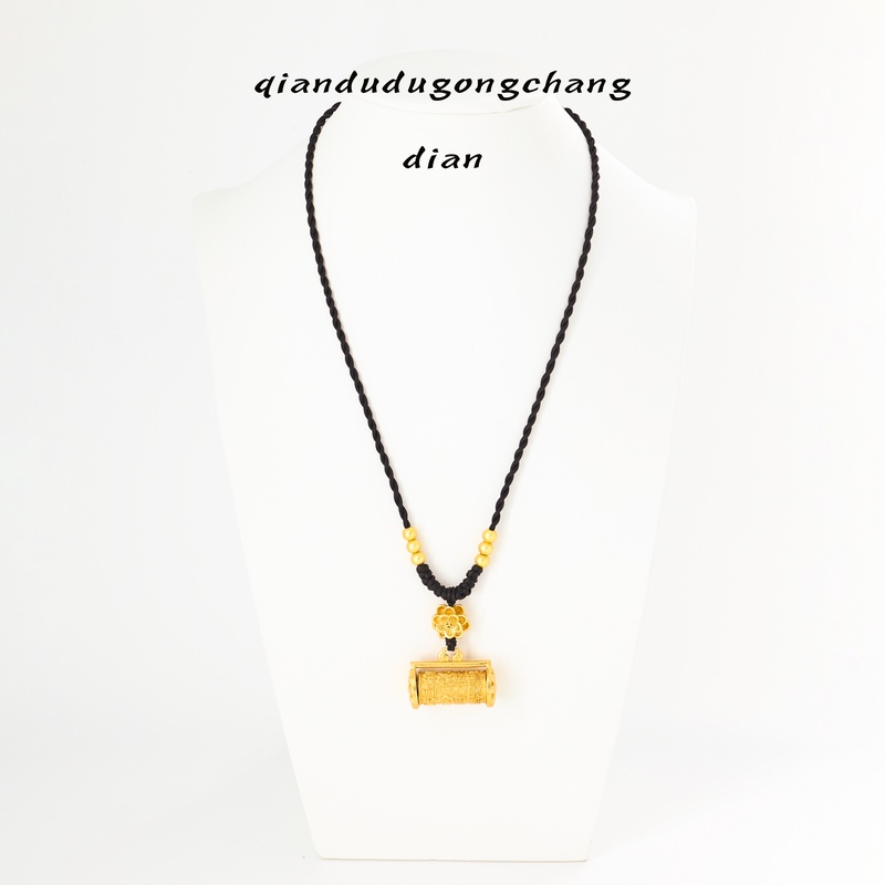 精工吊坠 手工编织荷花福字转金桶吊坠XL3186