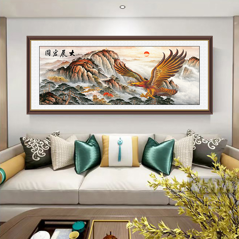 【1米高*2米宽】大展宏图山水国画沙发背景客厅中式挂毯装饰画