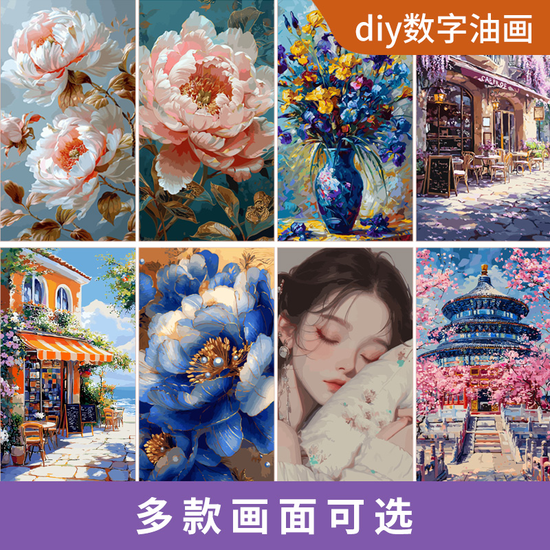 diy数字油画高端高品质棉画布填充手工装饰画