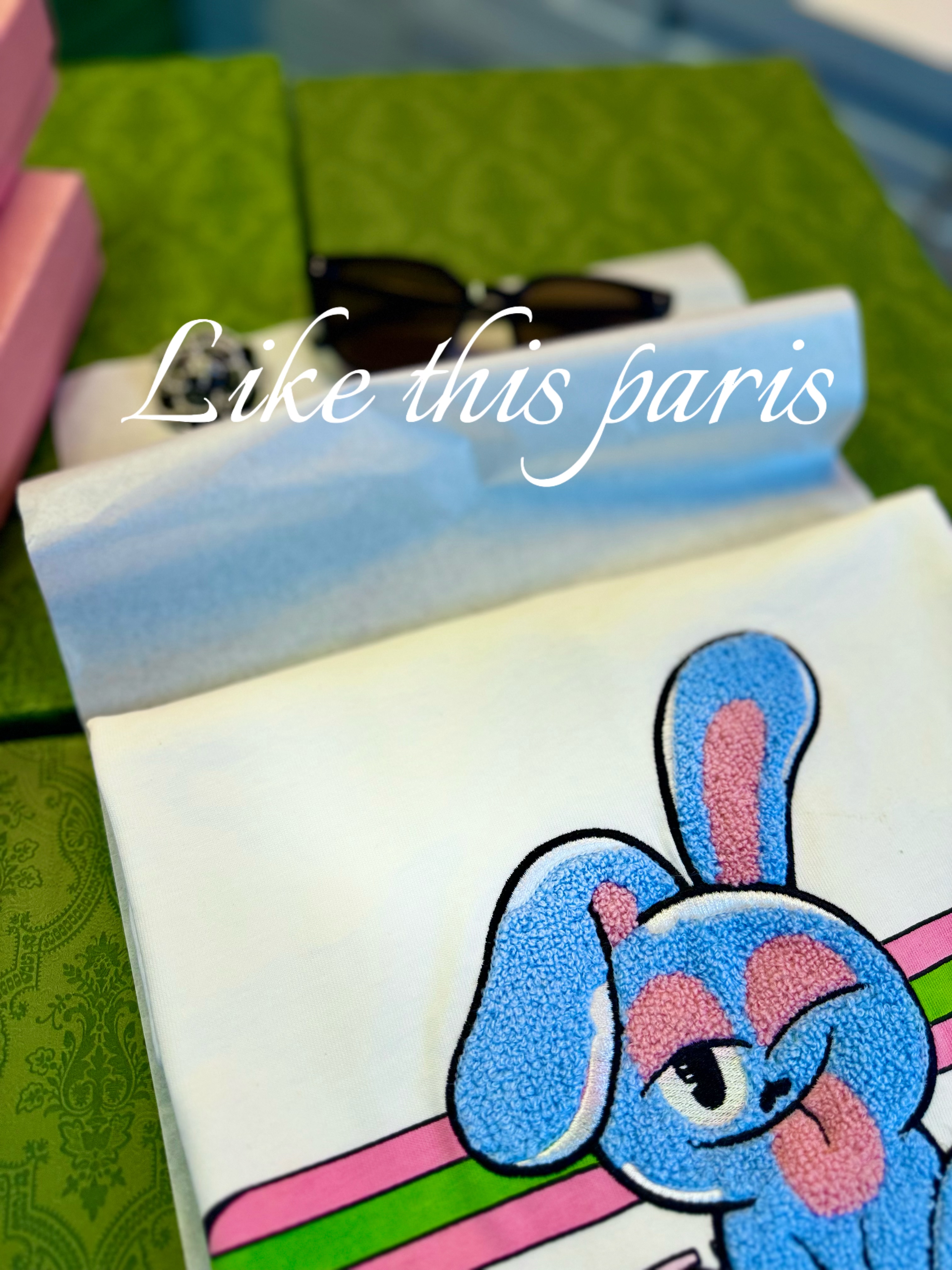 1【大耳兔】重工3D立体手工绘画短袖 2025夏季百搭设计师款