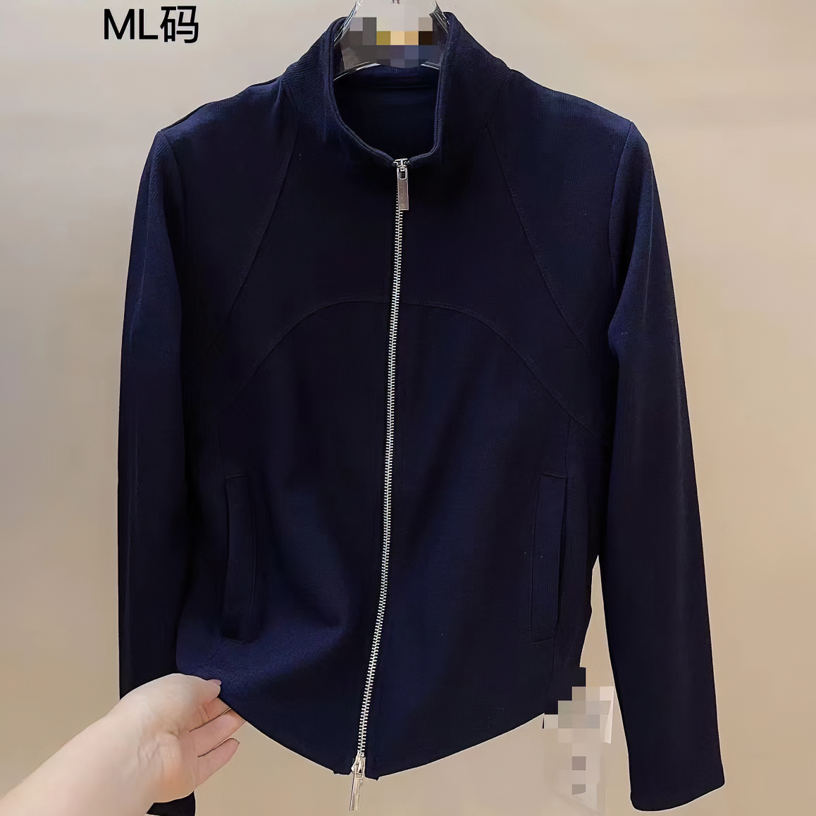 风华珏时尚百搭拉链长袖立领短款针织开衫