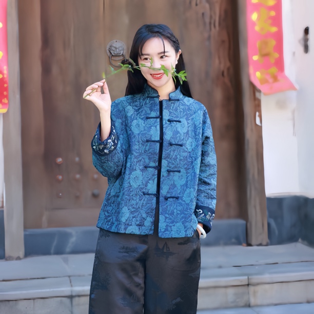 墨兰原创新中式中国风刺绣民族风上衣外套文艺棉衣棉服小棉袄女