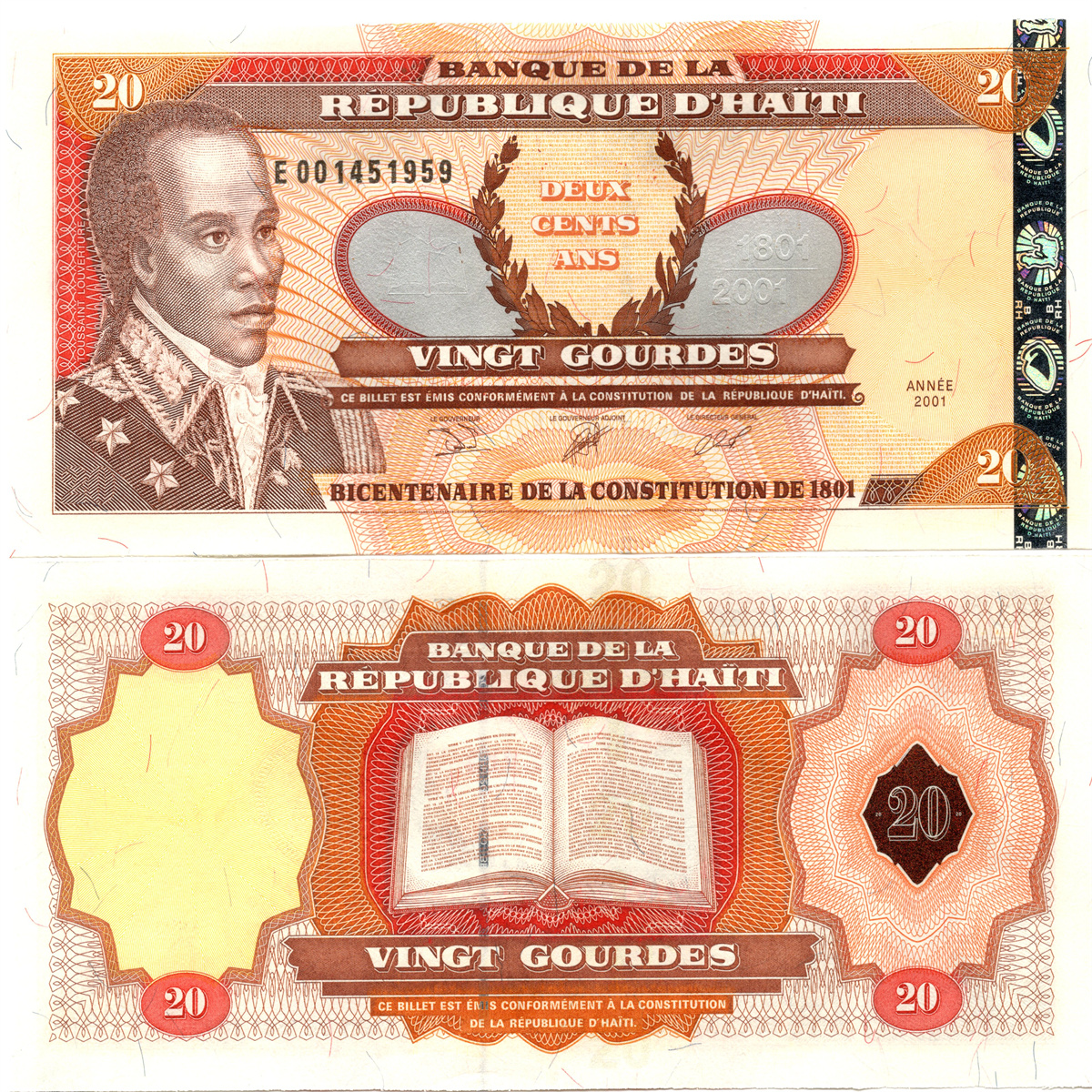 海地20古德2001年版全新UNC纸币老纸钞外国钱币收藏