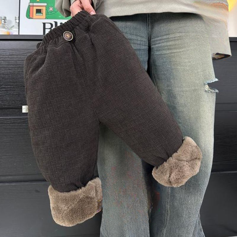 儿童夹棉大棉裤2024新款冬季新款男女童加绒加厚宽松秋冬外穿洋气