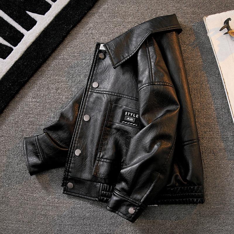 春秋洋气短款休闲男儿童加绒皮衣外套秋冬款新款儿童冬装上衣加厚