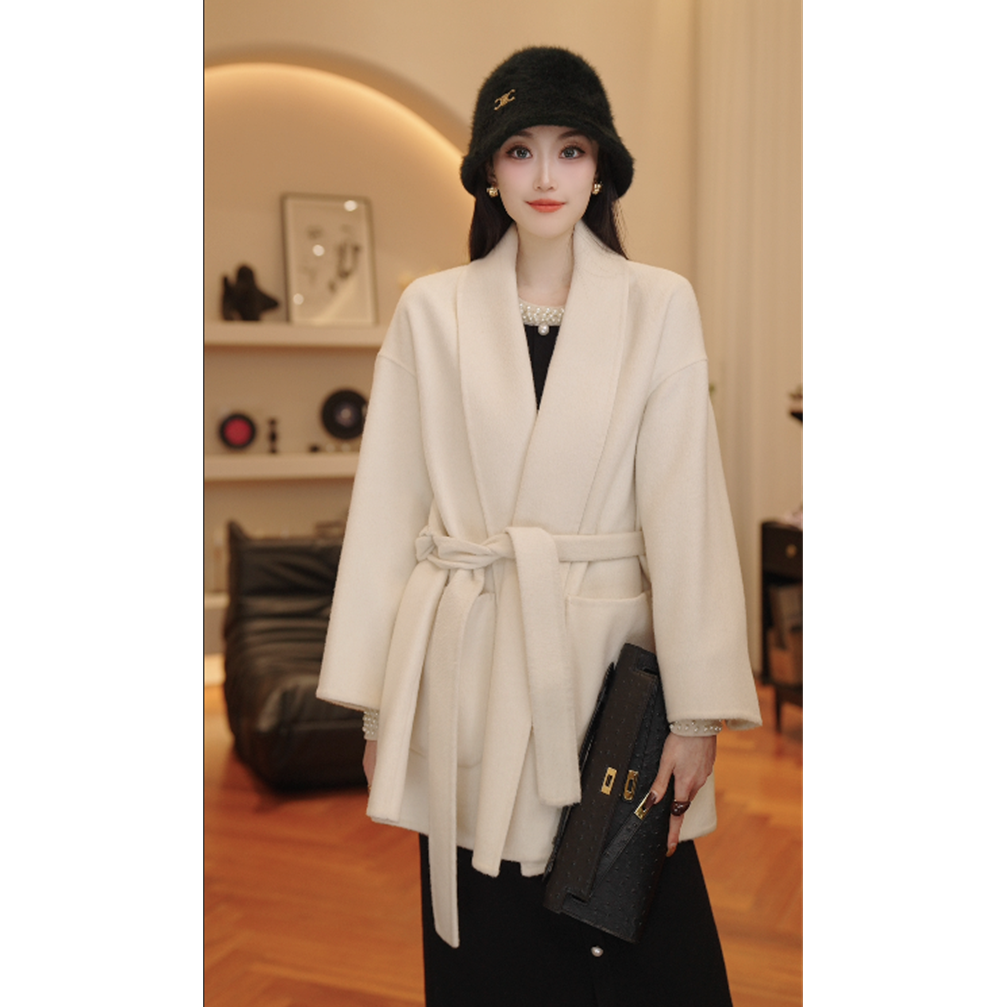 THE MENG【浮生】骆驼绒澳洲羊毛翻领时尚气质双面呢大衣#M243K0070