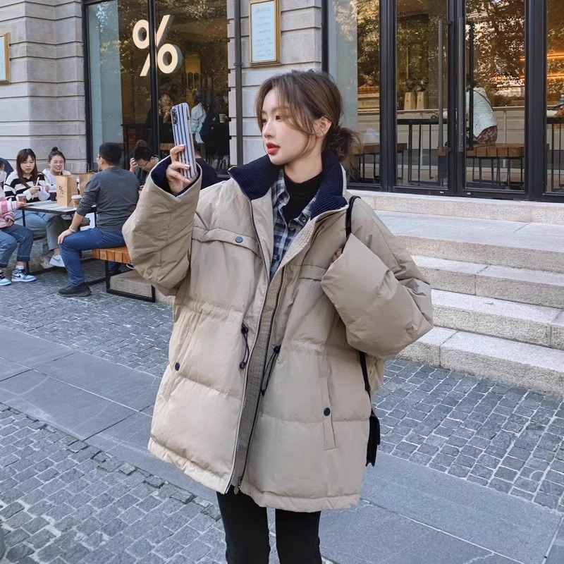 VTVK韩系洋气棉服女冬季面包服微胖mm显瘦宽松中长款加厚棉衣外套