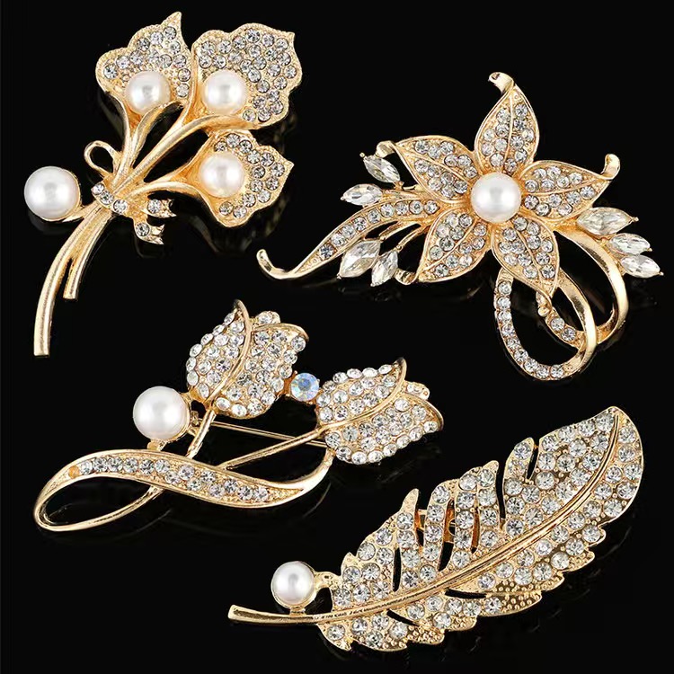 锌合金合成锆石胸针 韩版时尚胸针防走光百搭衣服别针西服装饰品