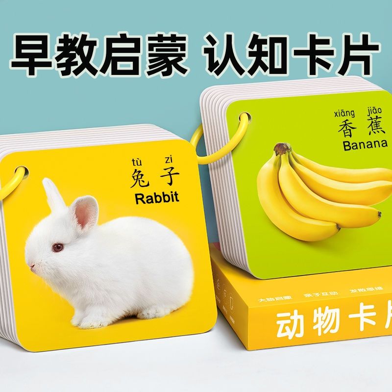 认知卡片宝宝早教认知卡片儿童玩具大全看图识字卡动物认图认知书