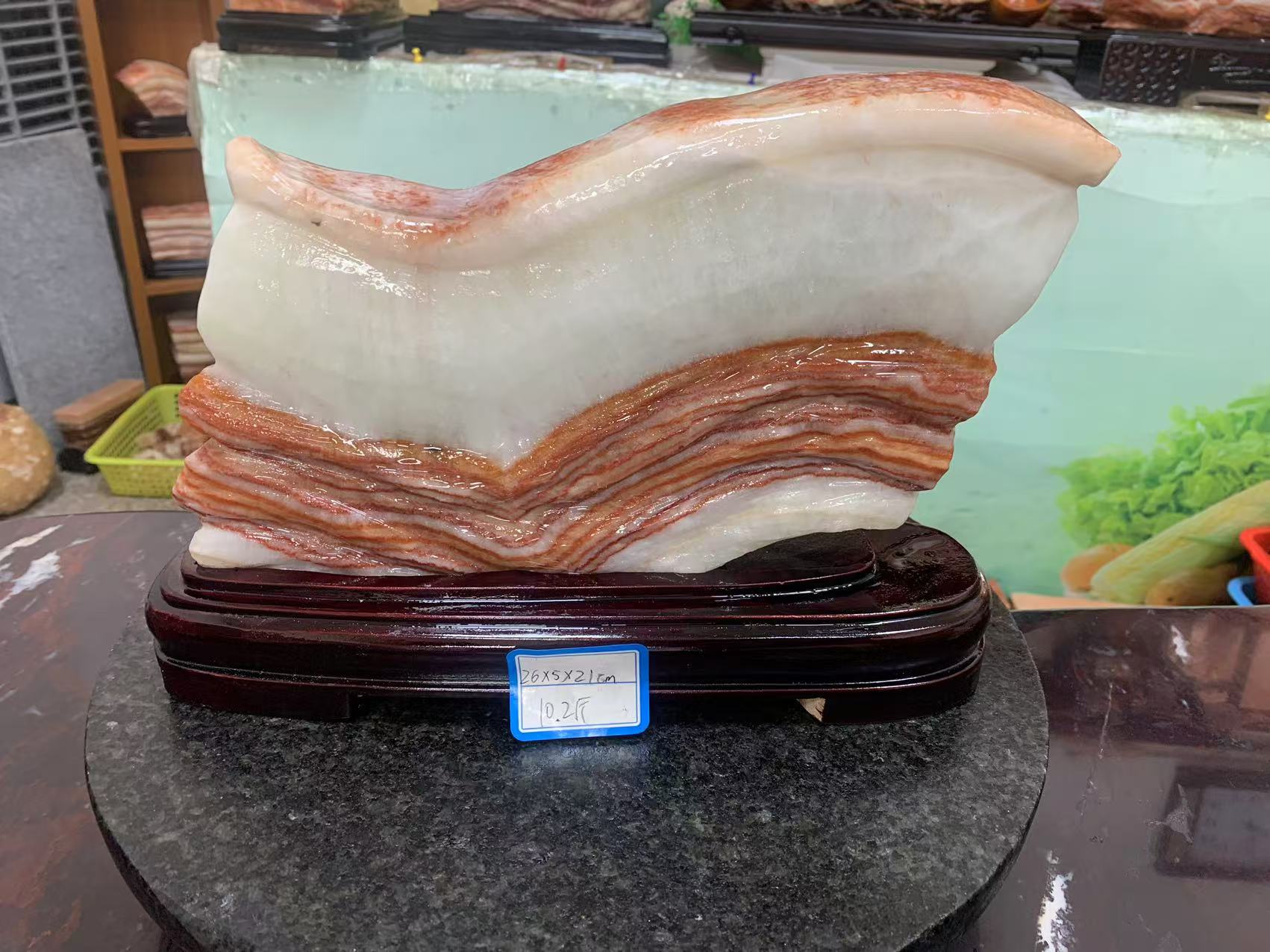 精美肉石摆件富贵肉石摆件装饰茶台中式长条摆件雕刻Q55