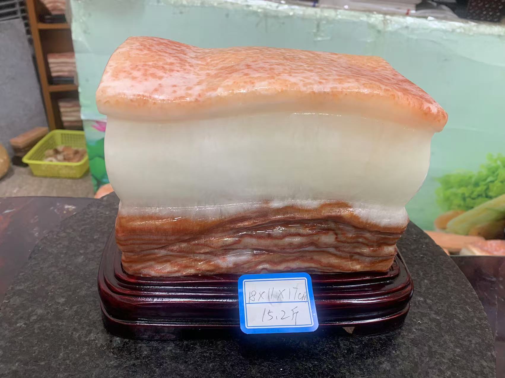 精美肉石摆件富贵肉石摆件装饰茶台中式长条摆件雕刻Q65