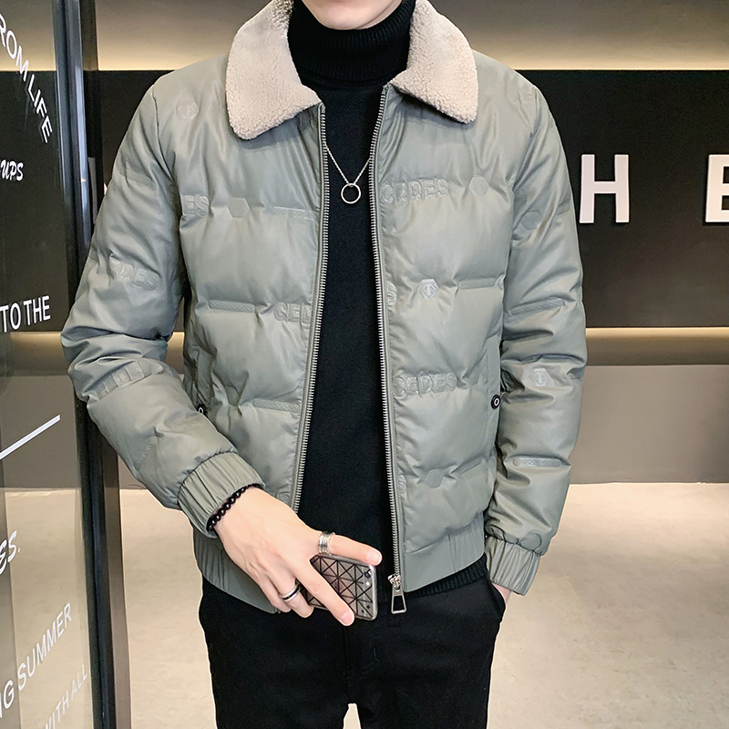 三防皮羽绒服男士2023潮牌时尚冬季新款羊羔绒毛领男外套白鸭绒