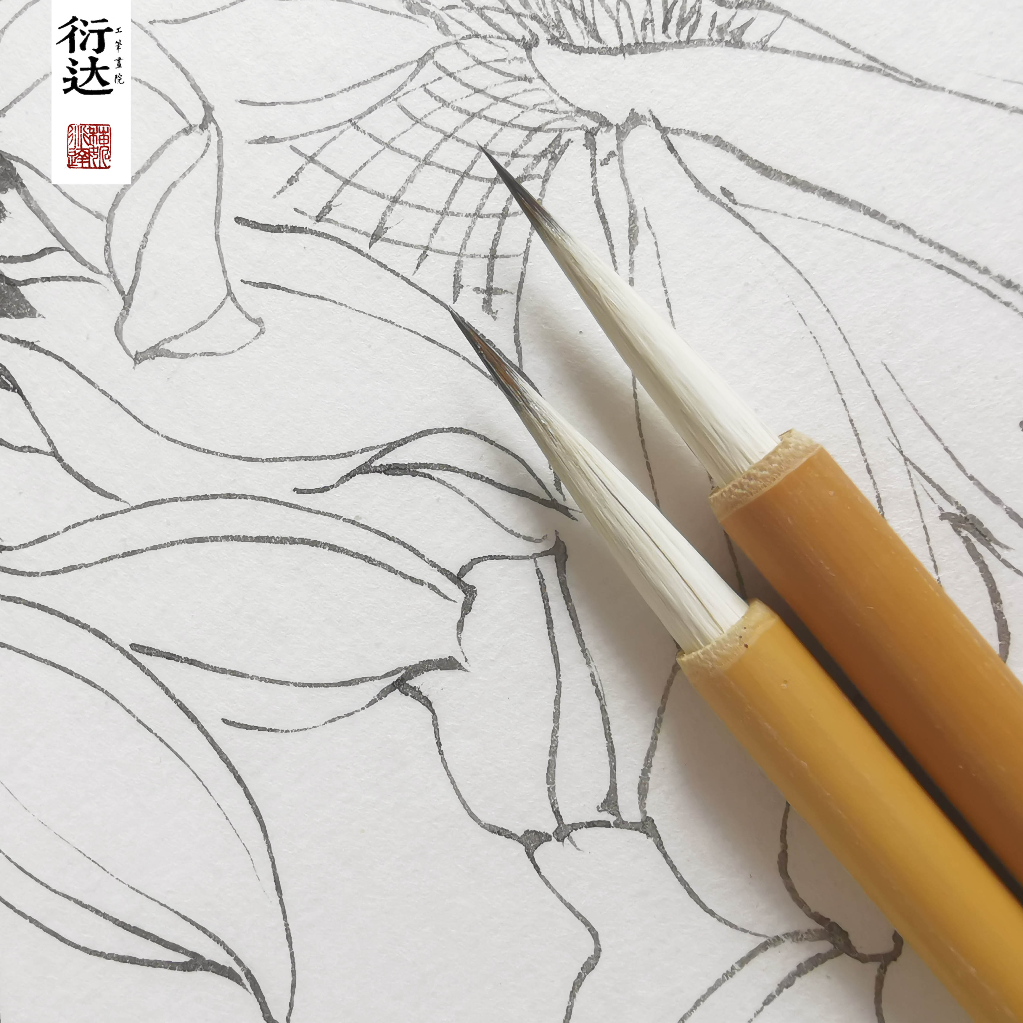 【衍达工笔】紫毫勾线笔出锋2.3cm（2支装）（易上手，推荐新学员使用）