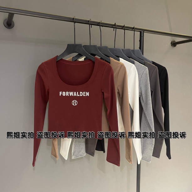欧货重工字母烫钻正肩t恤女小众设计感秋季新款甜辣短款上衣307#