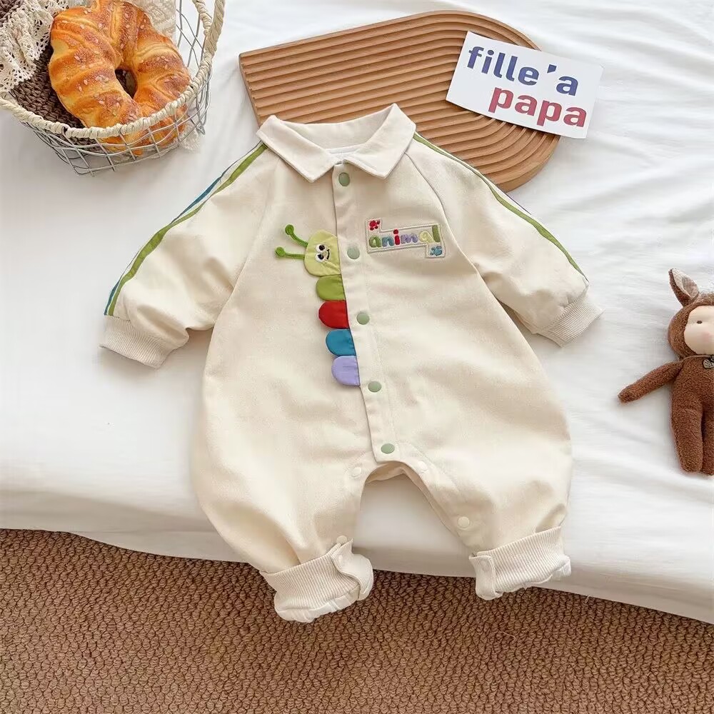 韩版婴儿衣服连体衣秋装新款男宝宝帅气超萌哈衣爬服新生儿外出服