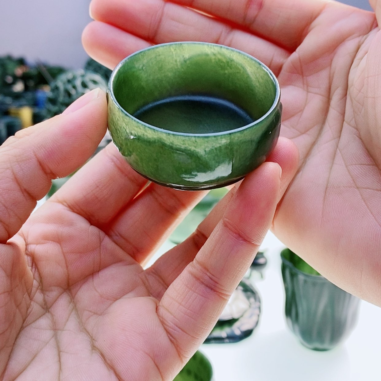 【闪购商品】和田玉（青玉）摆件未镶嵌小**酌