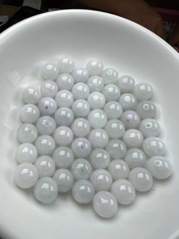翡翠冰马卡龙，77，尺寸约7.7mm,散珠30颗=45元手工编织