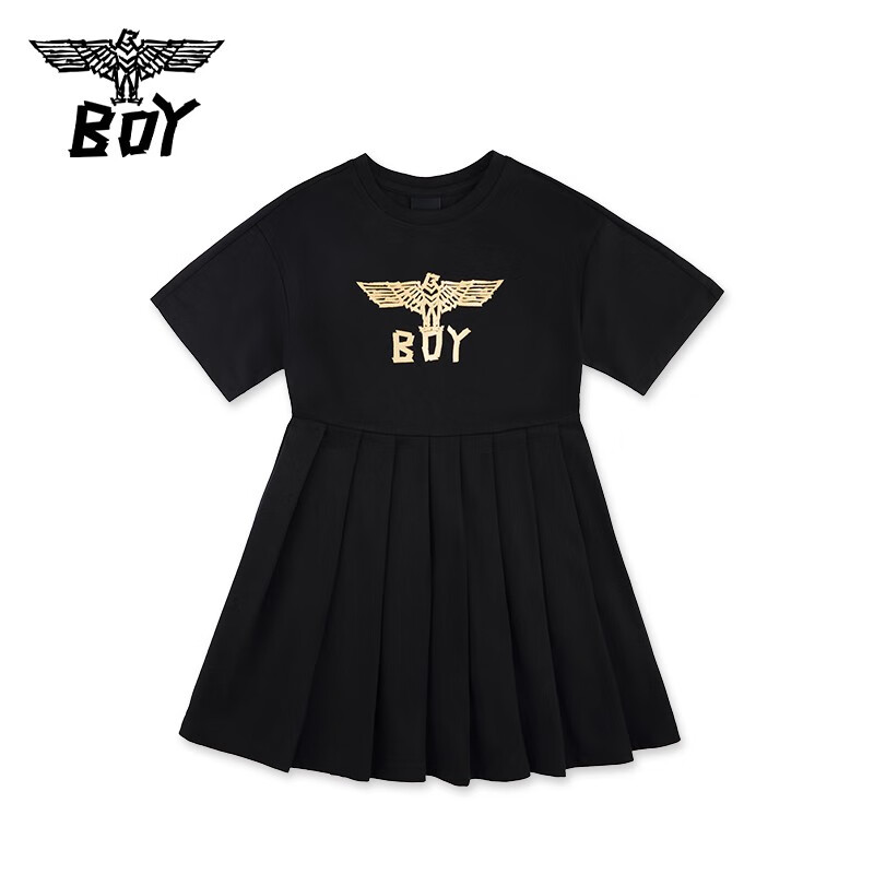BOY童装女针织连衣裙经典烫金老鹰舒适百搭G17004