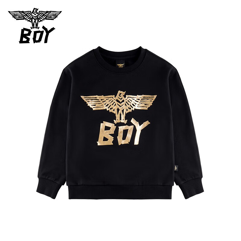 【双翼萌熊】BOY 童装潮牌休闲圆领套头卫衣百搭烫金翅膀logo印花