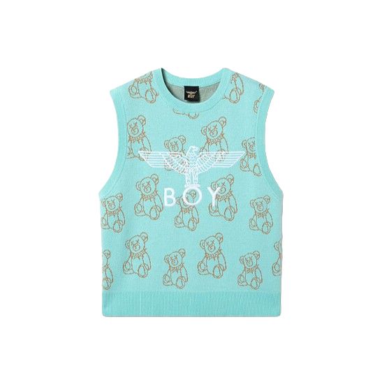 BOY童装男女童宽松毛线背心经典logo绣花小熊提花K09188