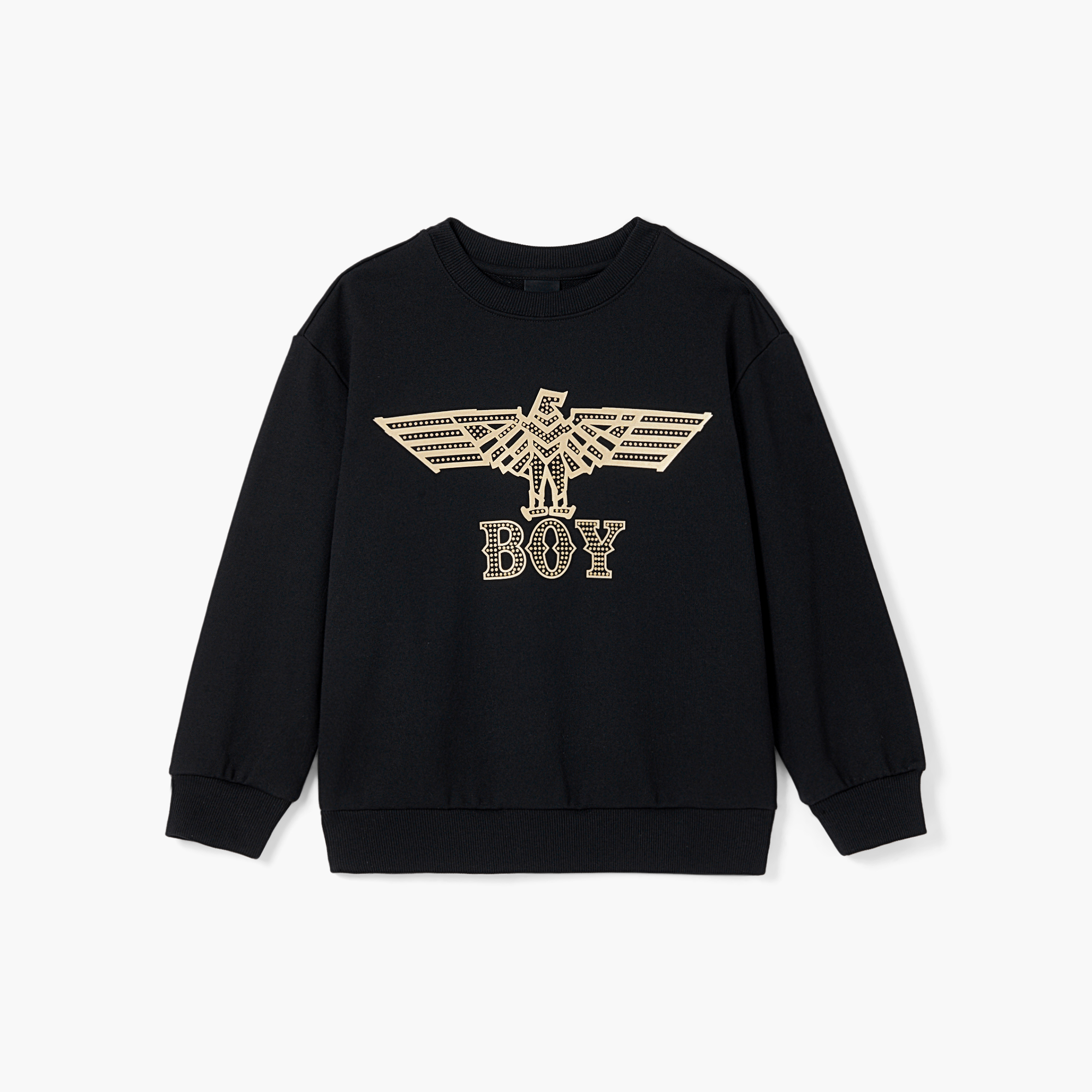 BOY童装男女童卫衣潮牌24秋新品老鹰翅膀洋气时髦宽松黑色长袖