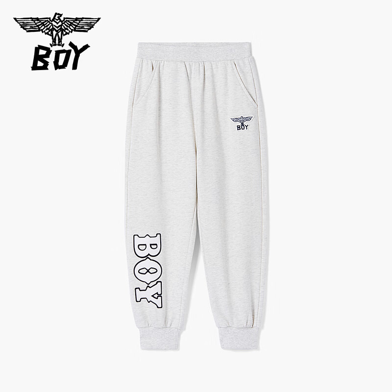 BOY童装男女童长裤潮酷字母24秋新款宽松运动休闲灰色百搭束脚裤