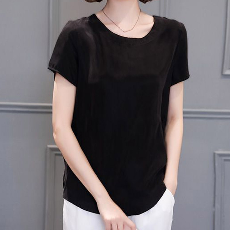 B编号 大袖桑蚕丝女士圆领宽松上衣大袖衫时尚百搭洋气