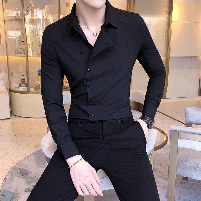 不规程衬衫男长袖修身韩版潮牌寸衫新款高级感痞帅衬衣服休闲职业