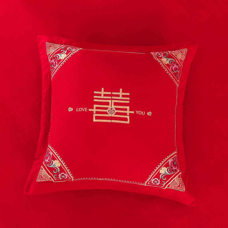 婚庆结婚抱枕绒毛巾靠枕喜枕