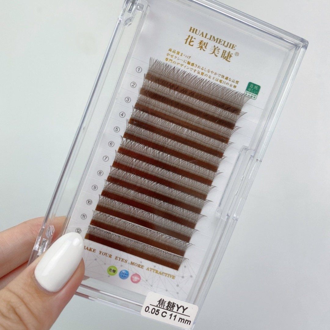 花梨美睫0.05Y焦糖色型高品质假睫毛柔软不散跟C翘新手