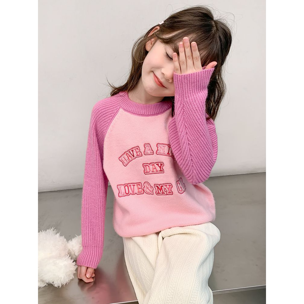 女童毛衣新款冬季加绒加厚韩版针织上衣女孩洋气内搭打底衫潮