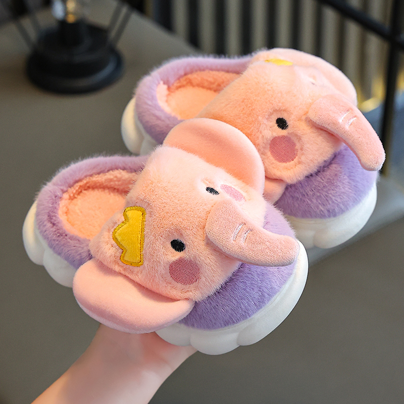 朵美巴拉巴拉宝宝卡通软底家居可爱小象保暖柔软大中小童宝宝棉鞋