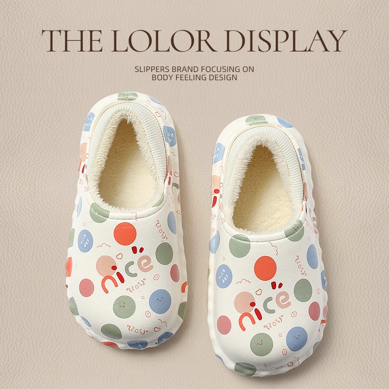 防水棉拖鞋女士包跟新款厚底防滑包跟棉鞋女