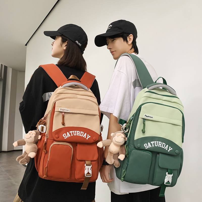 高颜值时尚休闲包女大学生高中生大容量双肩背 ins轻便小学生背包