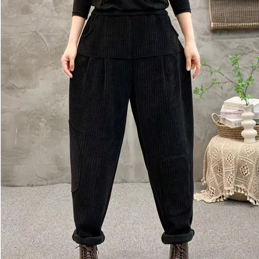 衣百度家秋冬哈伦裤显瘦宽松百搭