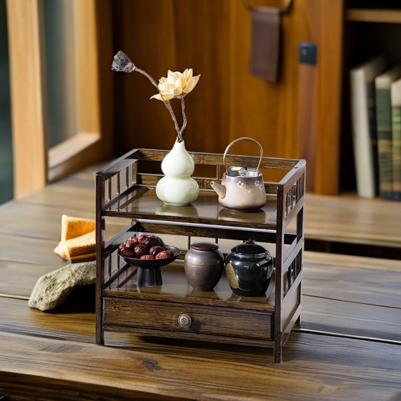 茶柜桌面茶水架新中式茶叶茶具摆放架茶杯收纳架子茶室桌上茶台