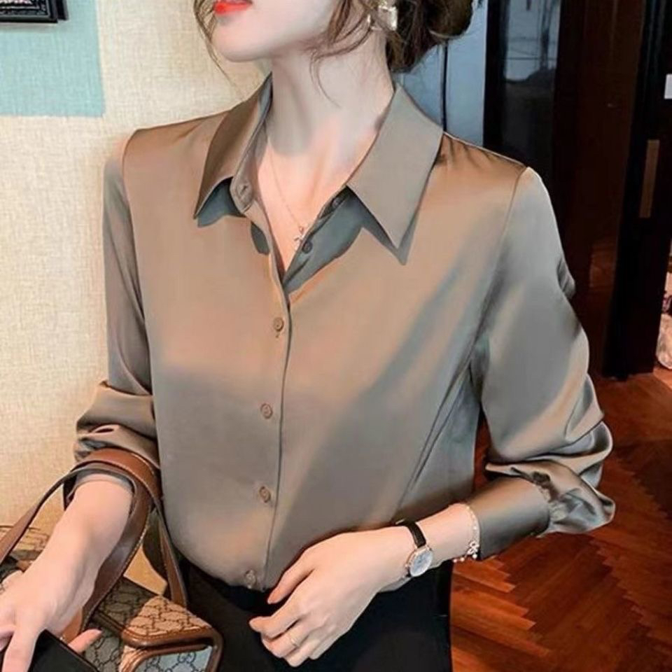 衬衫女春装长袖2024新款纯色百搭时尚外穿上衣设计感小众高端衬衣
