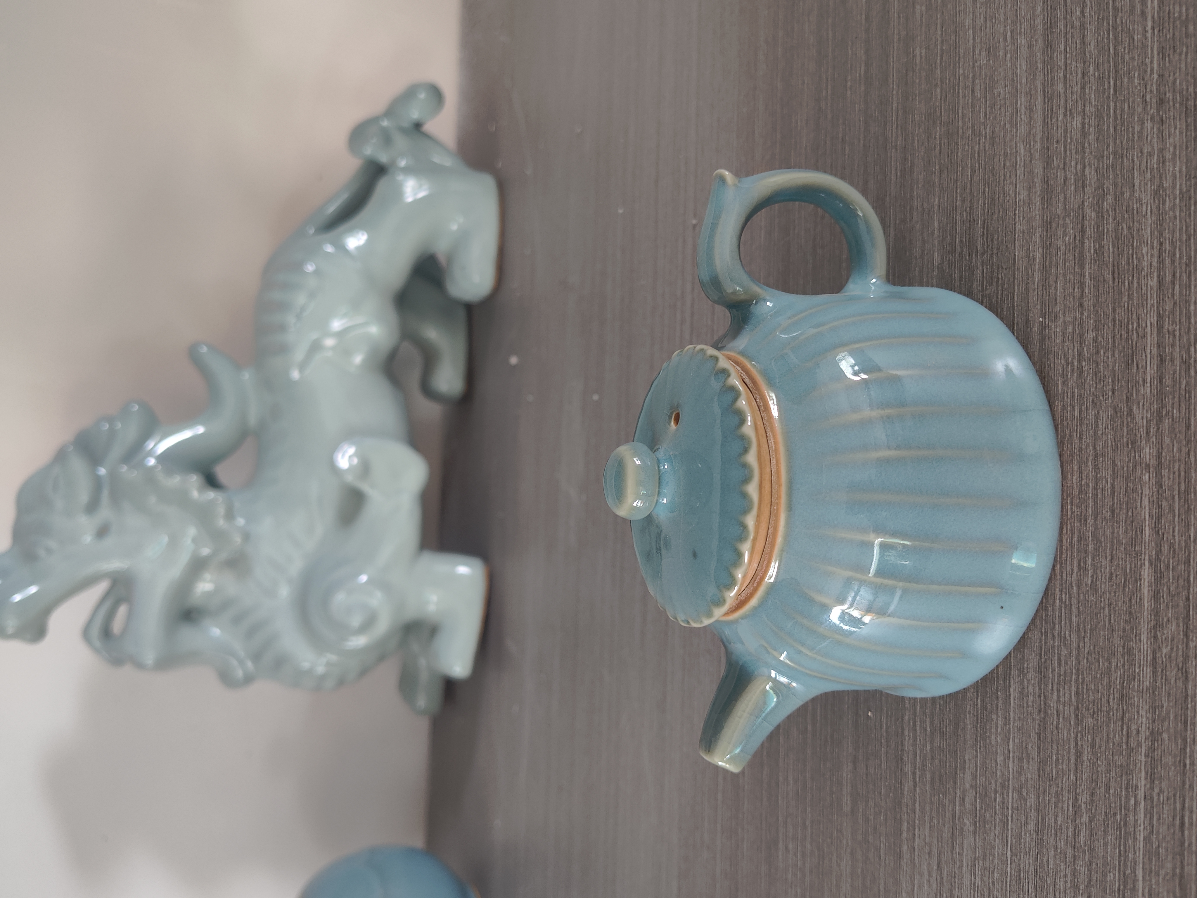 汝窑青莲壶  支钉烧 天青釉 冰裂纹