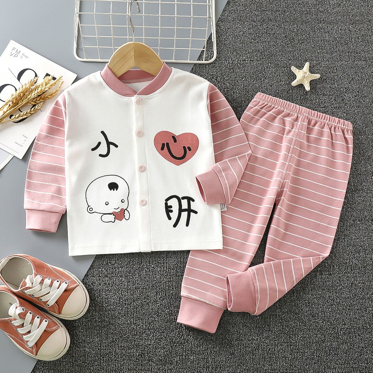 可爱儿童棉内衣套装男孩女童秋衣秋裤春秋款婴儿宝宝小孩衣服DS