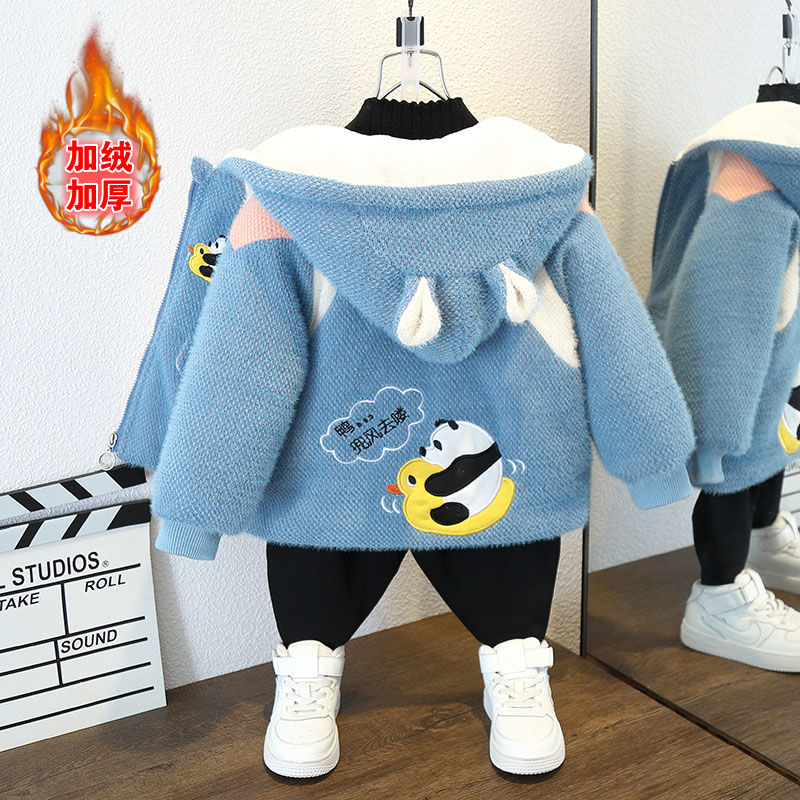 儿童服装秋冬2024新款洋气加绒加厚水貂绒棉衣7岁儿童冬装棉服AS
