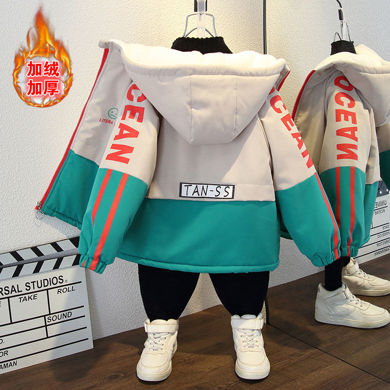 儿童服装儿童棉衣派克服男小童棉服冬季2024新款加绒潮棉袄外套AS